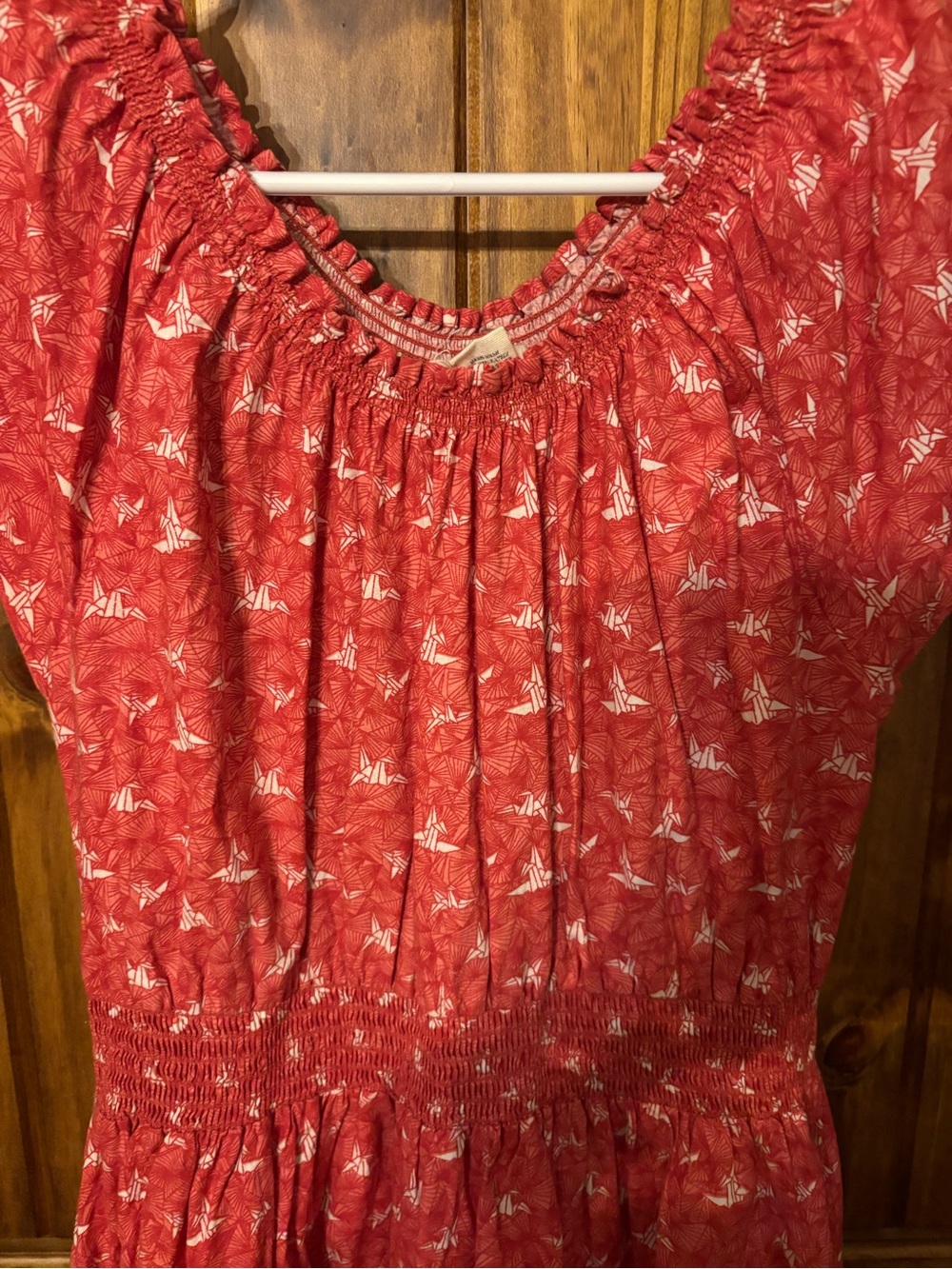 Mata Traders Red Short Sleeve Dress with White Origami Print